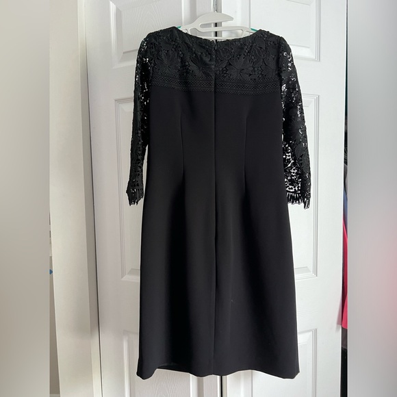 Women’s Talbots Long Lace Sleeve Black Sheath Knee Length Occasion Dress EUC - Picture 4 of 6